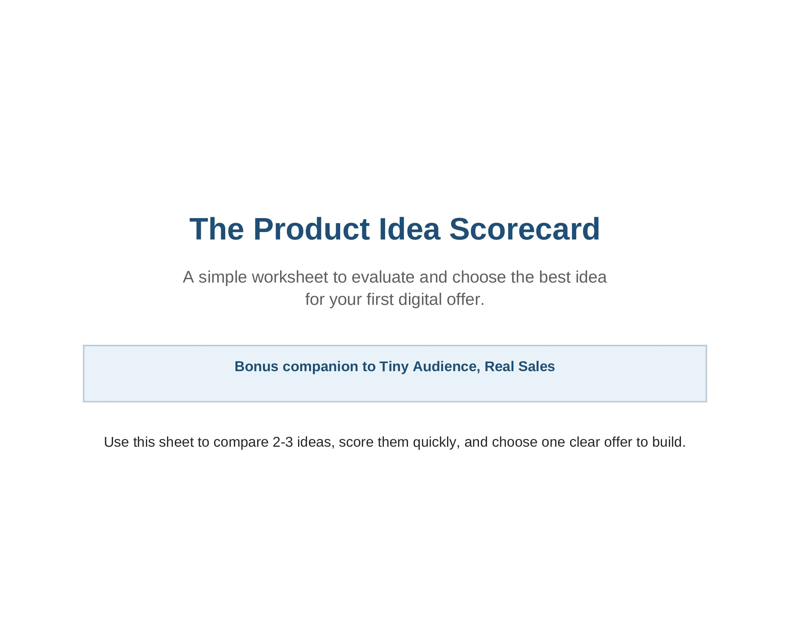 The Product Idea Scorecard