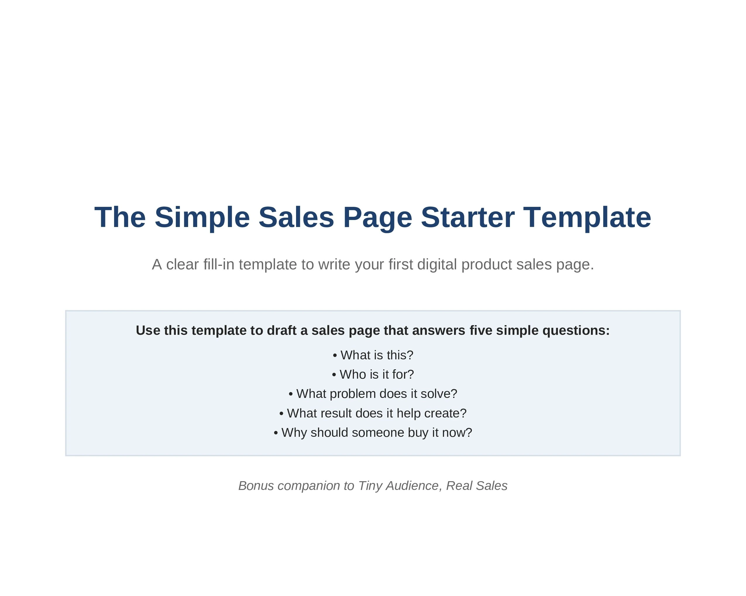 The Simple Sales Page Starter Template